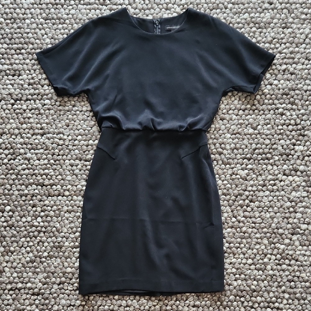 Classic Black Short-Sleeve Sheath Dress